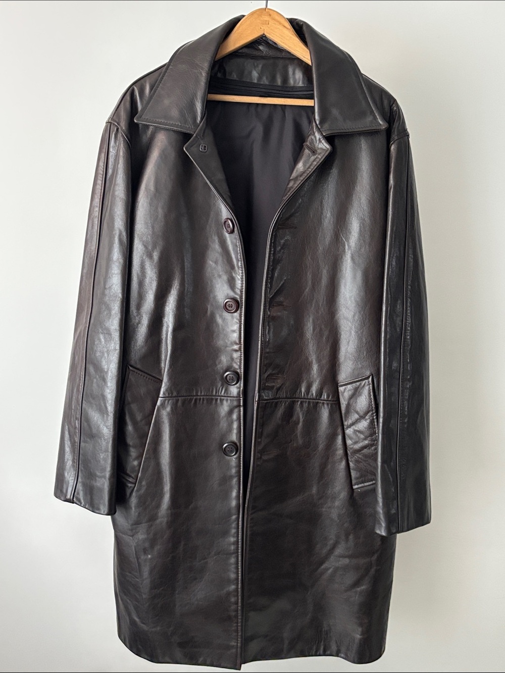Florentino Collection M Genuine Leather Long Coat Black Made in Canada